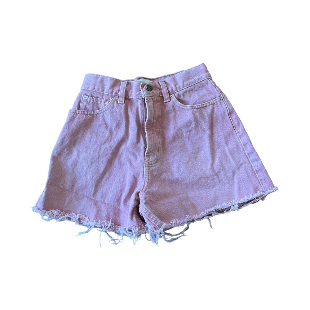 Pink Denim High-Waisted Shorts